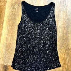 New York & Company Black Sequined Tank Top
